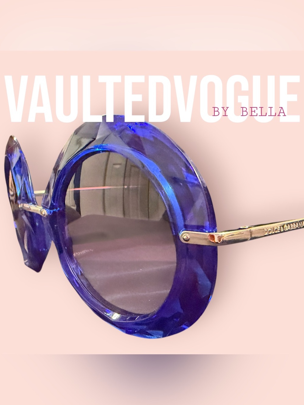 Dolce & Gabbana DG4190 Blue Lace Acetate Crystal Round Sunglasses - Picture 7 of 11